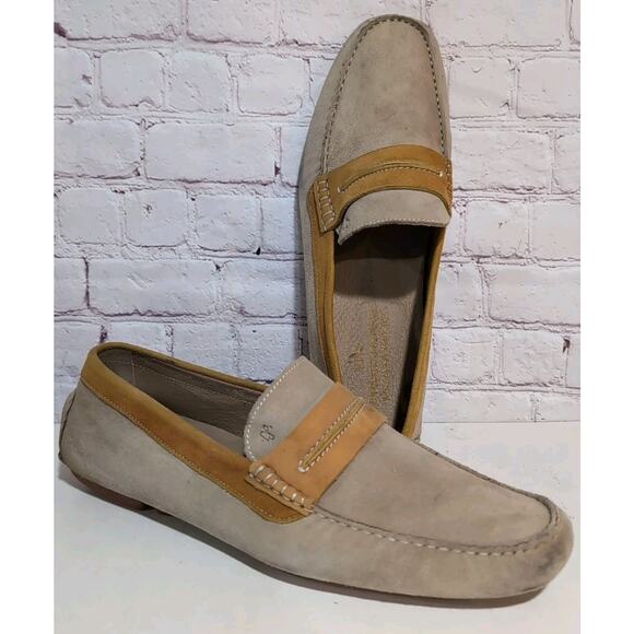 Donald J. Pliner Mens Vergil Tan Brown Suede Slip-On Driving Loafer Shoes 11.5 - Picture 1 of 15